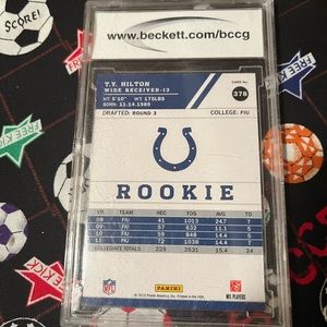 T. Y. Hilton Rookie Card rated 9 by Beckett.
